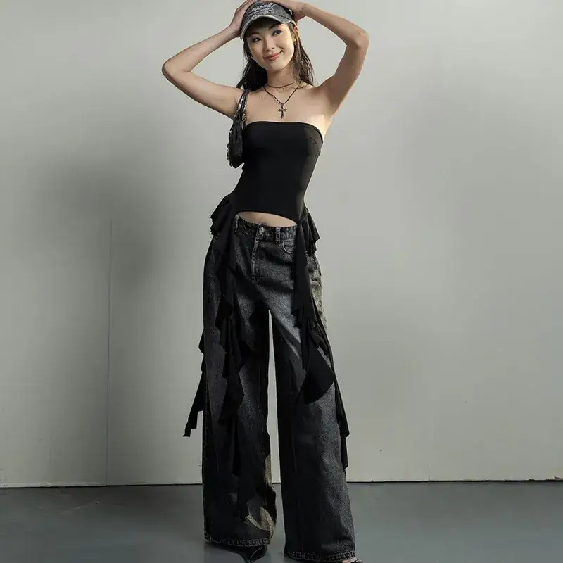 2023 Hot Girl Ruffled Off-Shoulder Top with Ruffles