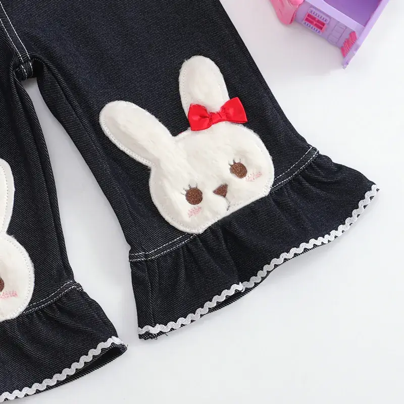 Xiulan Dengbo Girls Cartoon Bunny Patch Capri Pants Spring New Style - Image 4