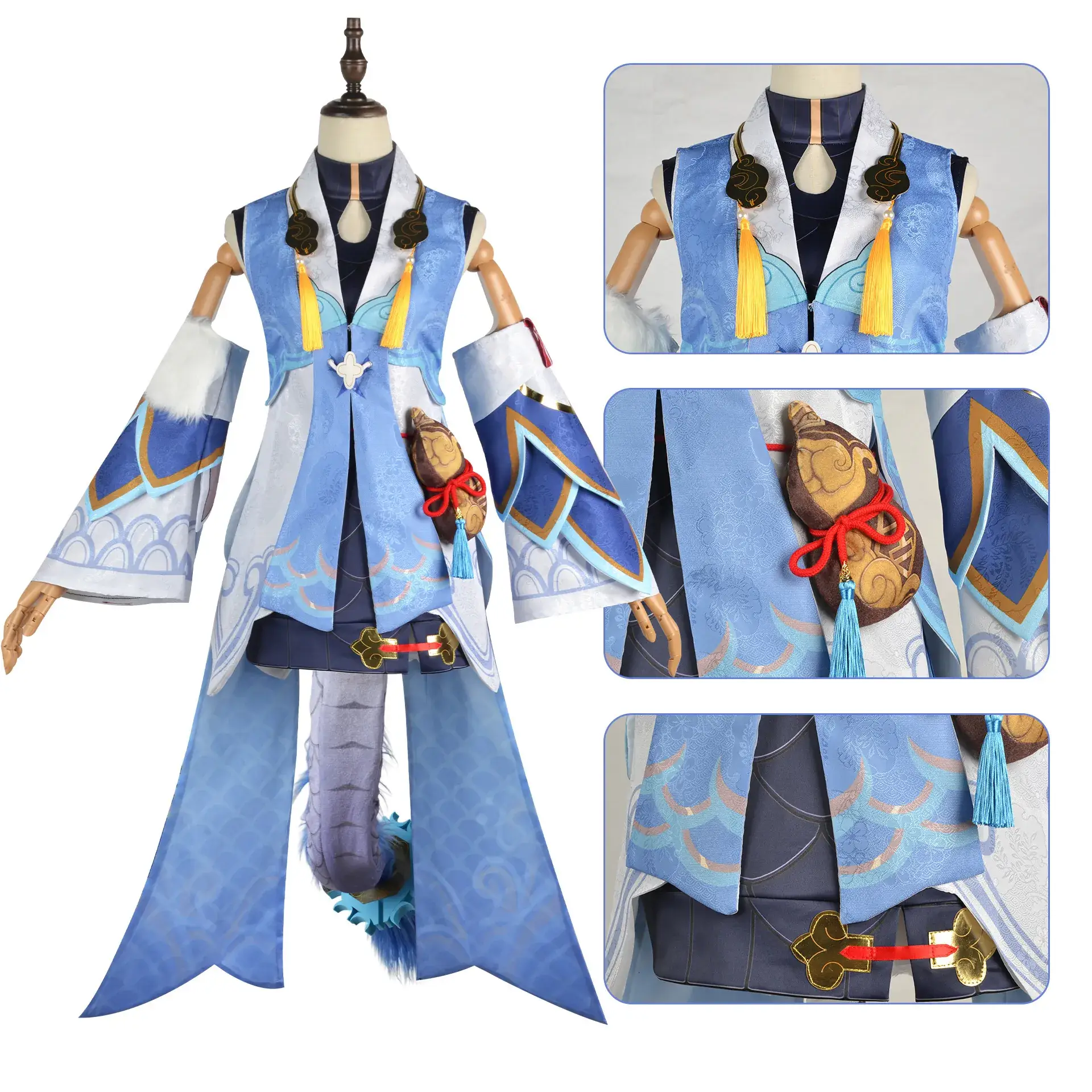 Bailu Cosplay Suit Blue White Dragon Girl Medical Costume - Image 3