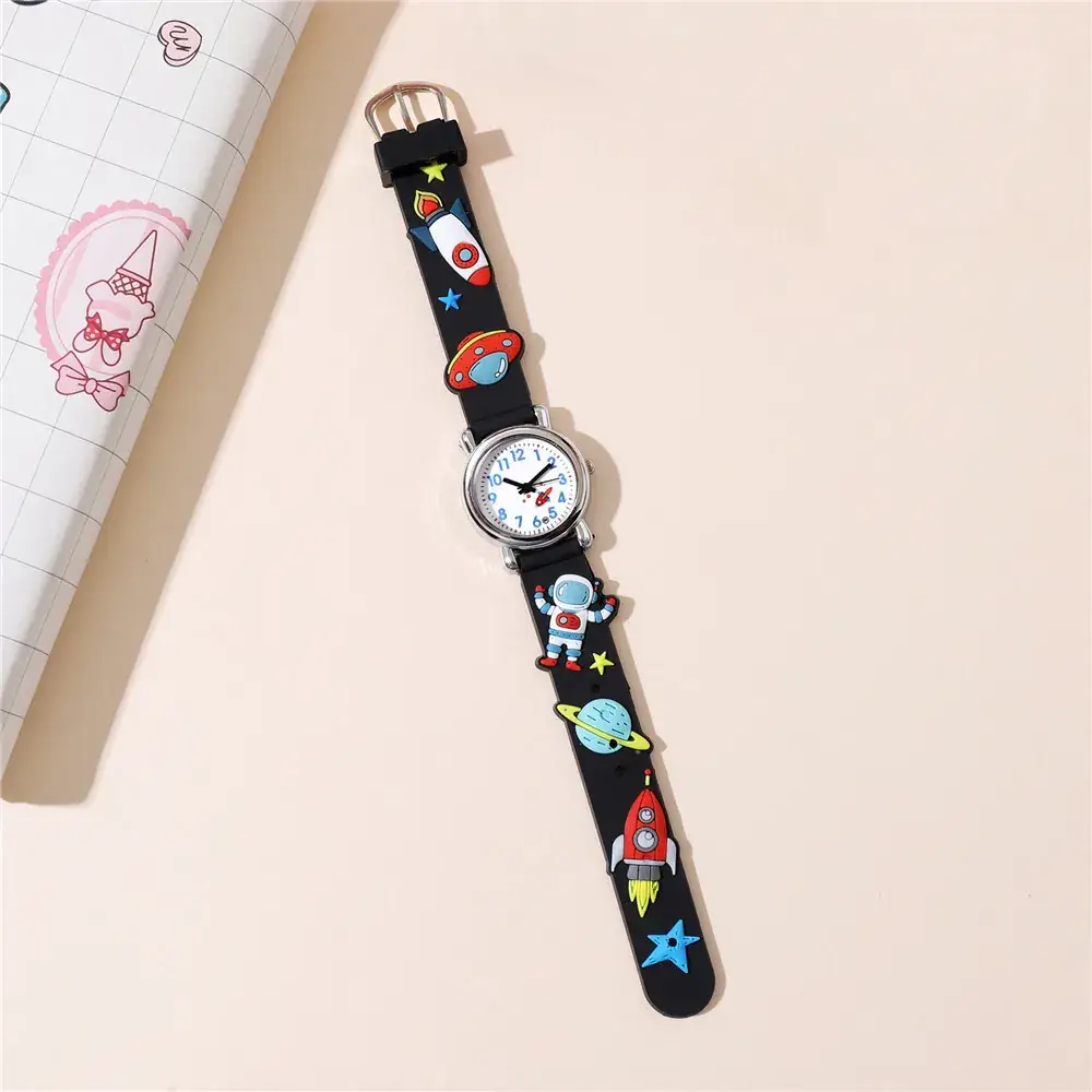 Astronaut Pattern Kids Watch Black Plastic - Image 6