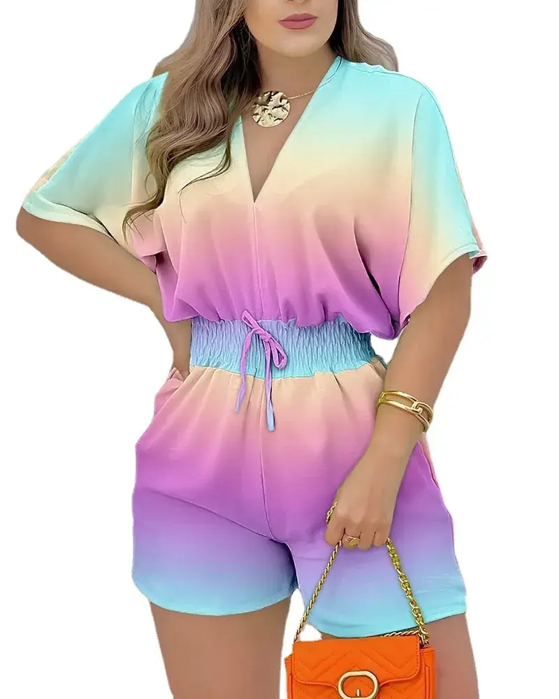 2024 Summer V Neck Lace-Up Jumpsuit Set - Image 9