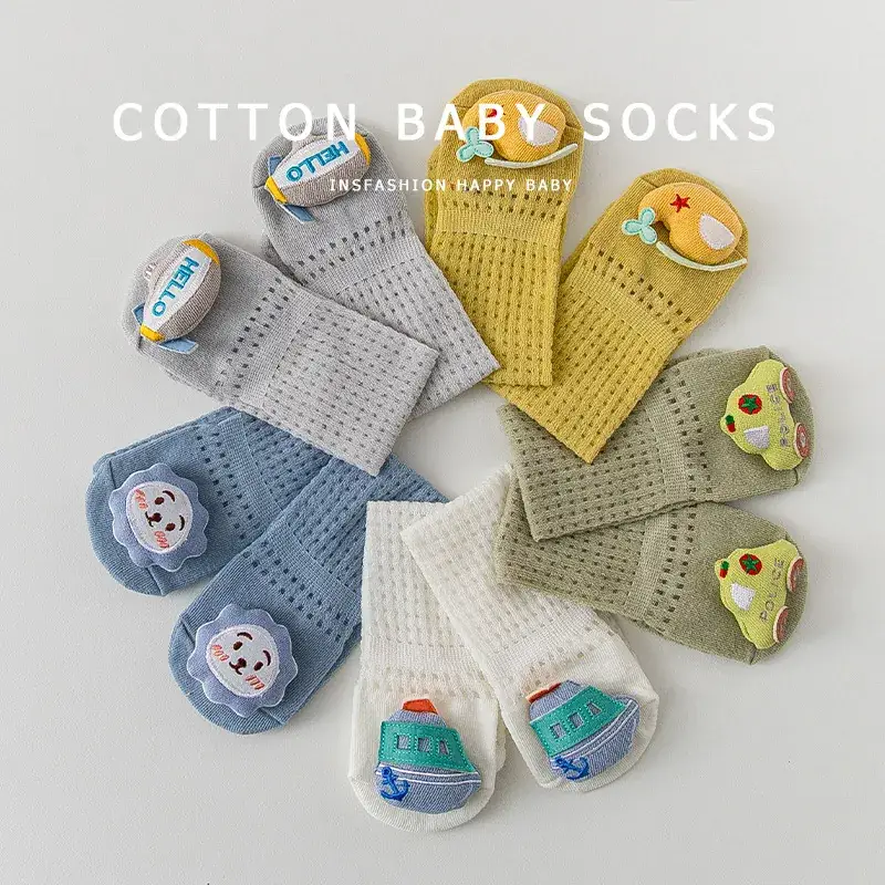 Baby Cartoon Over-the-Knee Calf Socks Beige Cotton Summer - Image 7
