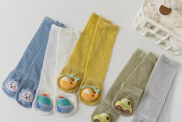 Baby Cartoon Over-the-Knee Calf Socks Beige Cotton Summer — feature 3