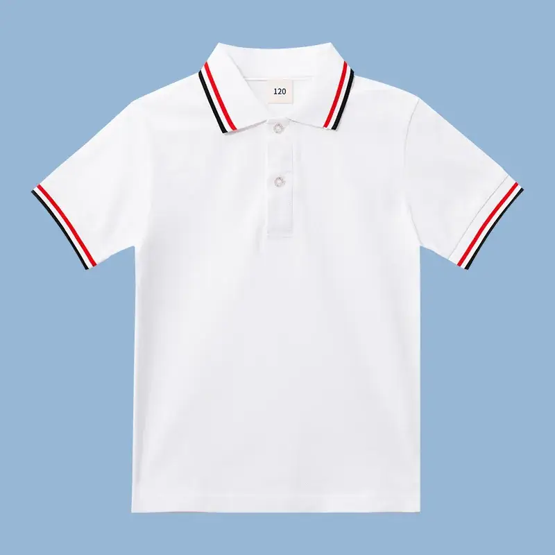 White Cotton Polo Shirt for Boys Girls Summer School Uniform - Image 4
