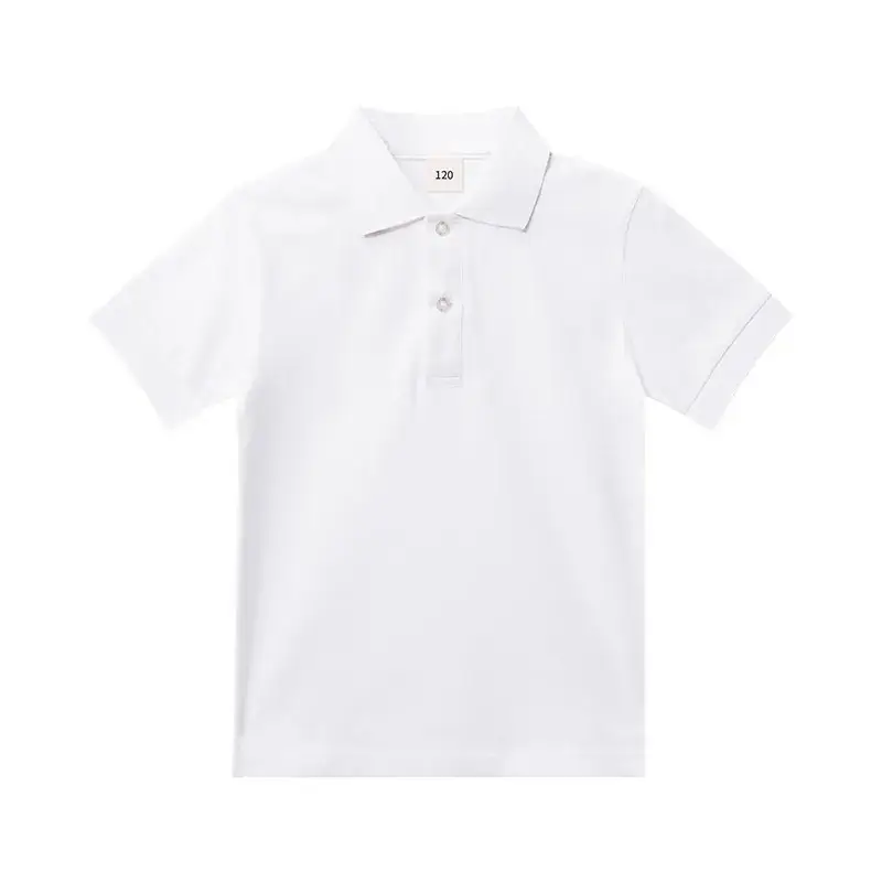 White Cotton Polo Shirt for Boys Girls Summer School Uniform - Image 7