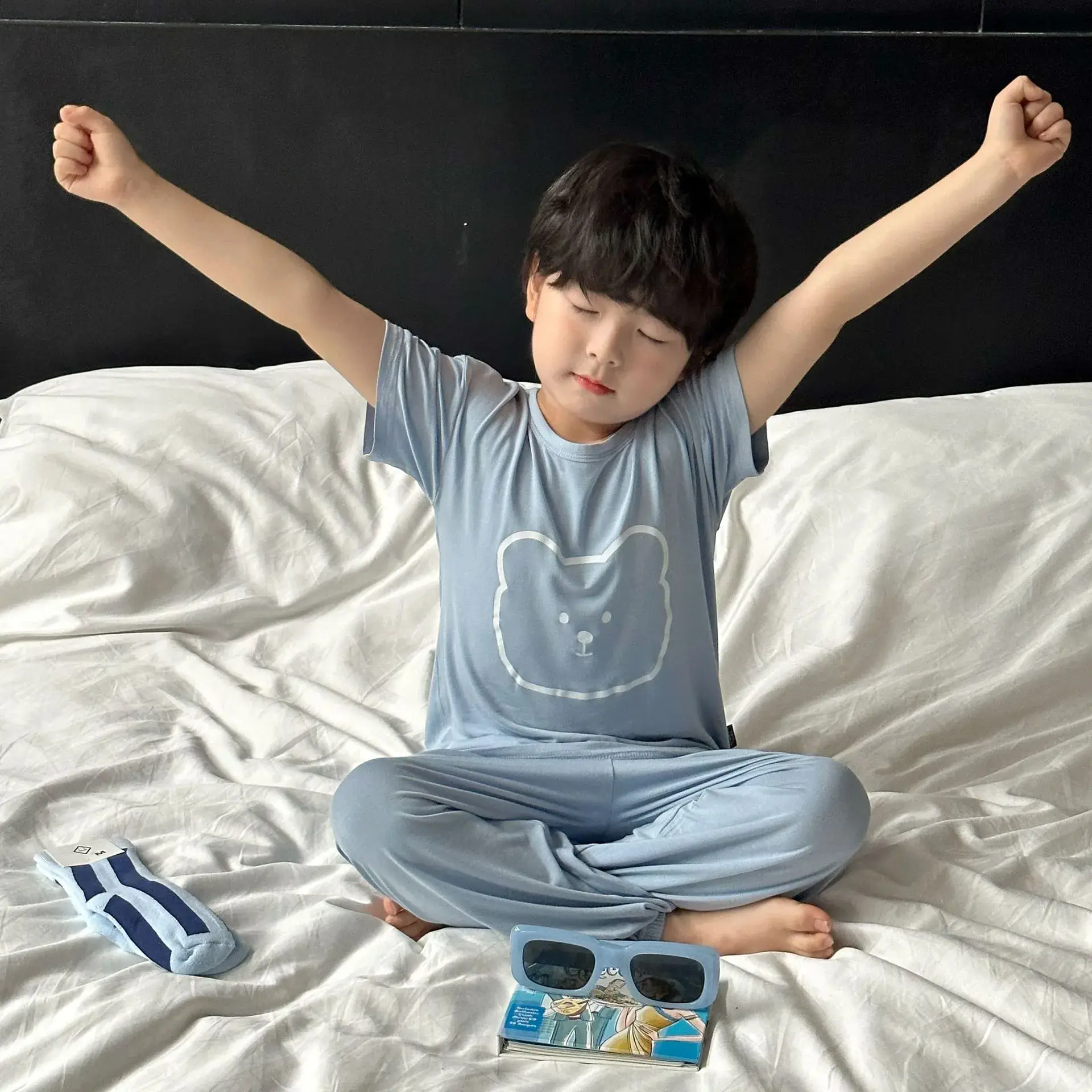 Children's Modal Pajamas Summer Trousers Ice Silk Home Suit - Image 8