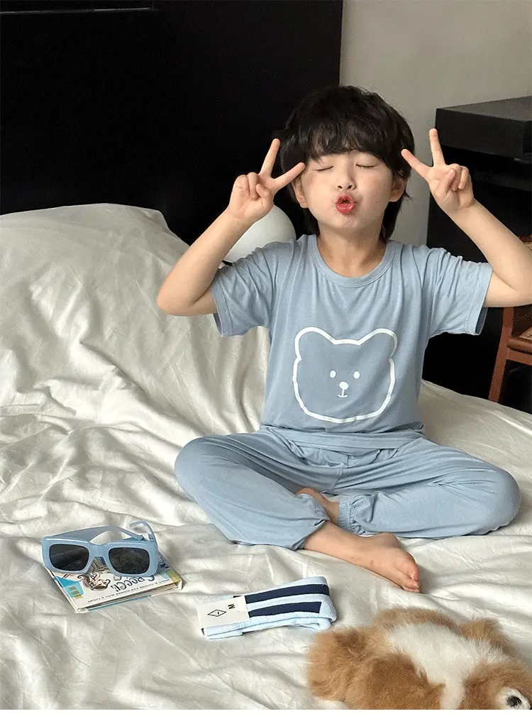 Children's Modal Pajamas Summer Trousers Ice Silk Home Suit — feature 1