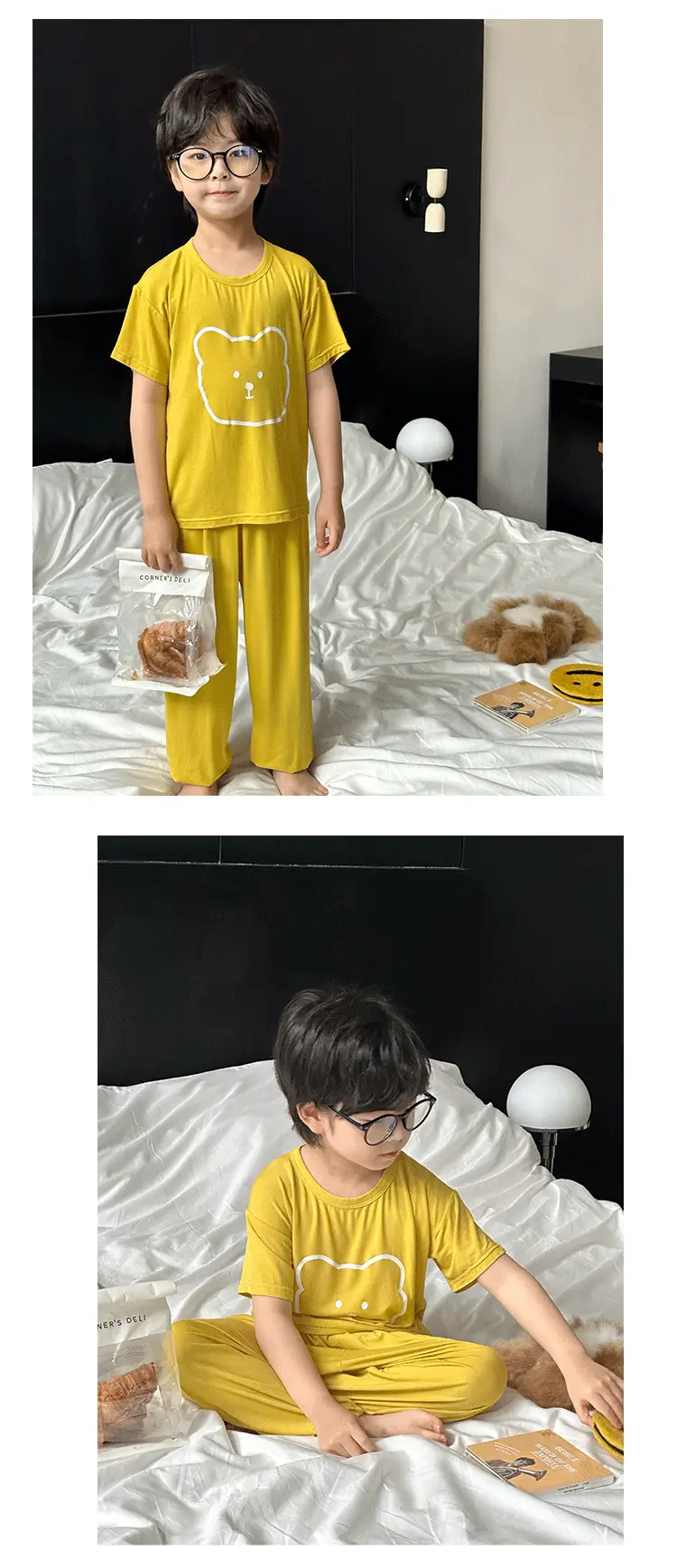 Children's Modal Pajamas Summer Trousers Ice Silk Home Suit — feature 5