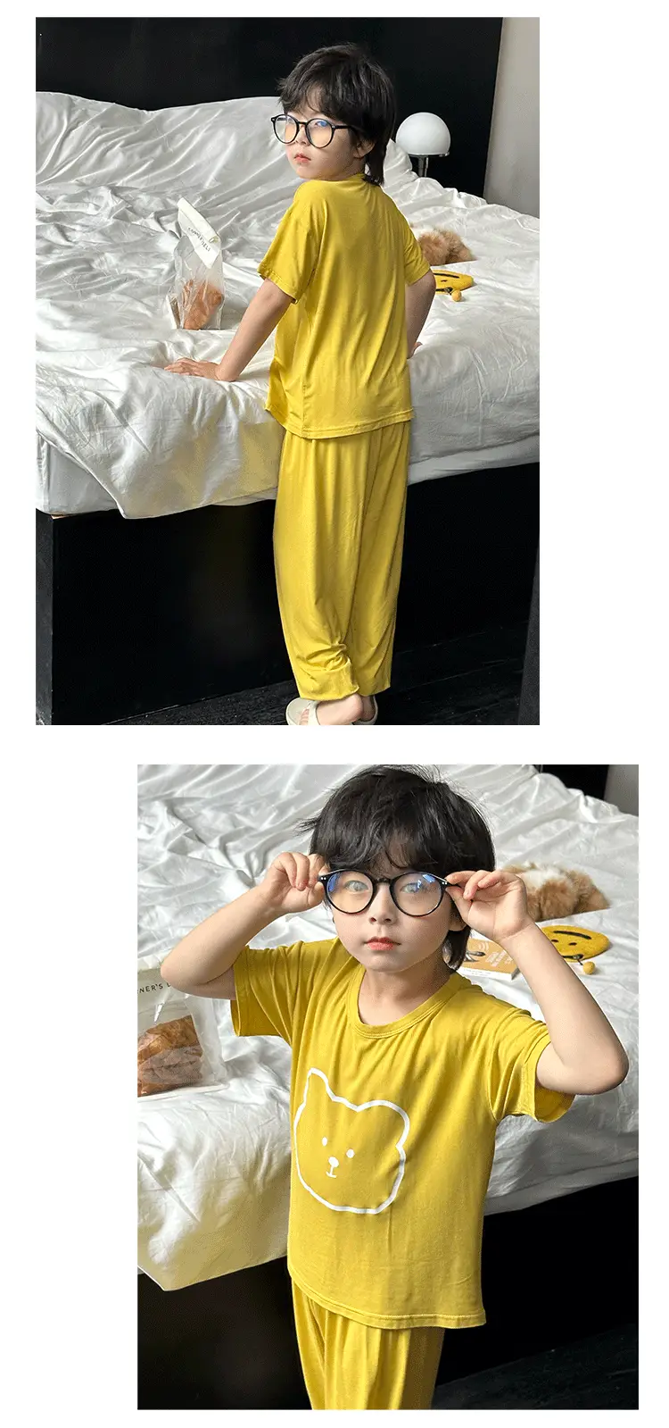 Children's Modal Pajamas Summer Trousers Ice Silk Home Suit — feature 6