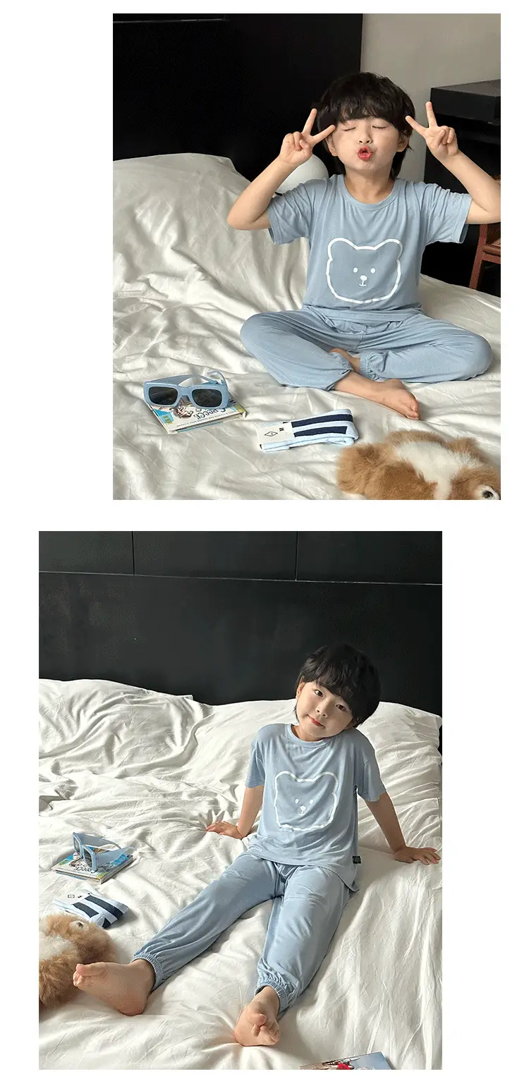 Children's Modal Pajamas Summer Trousers Ice Silk Home Suit — feature 9