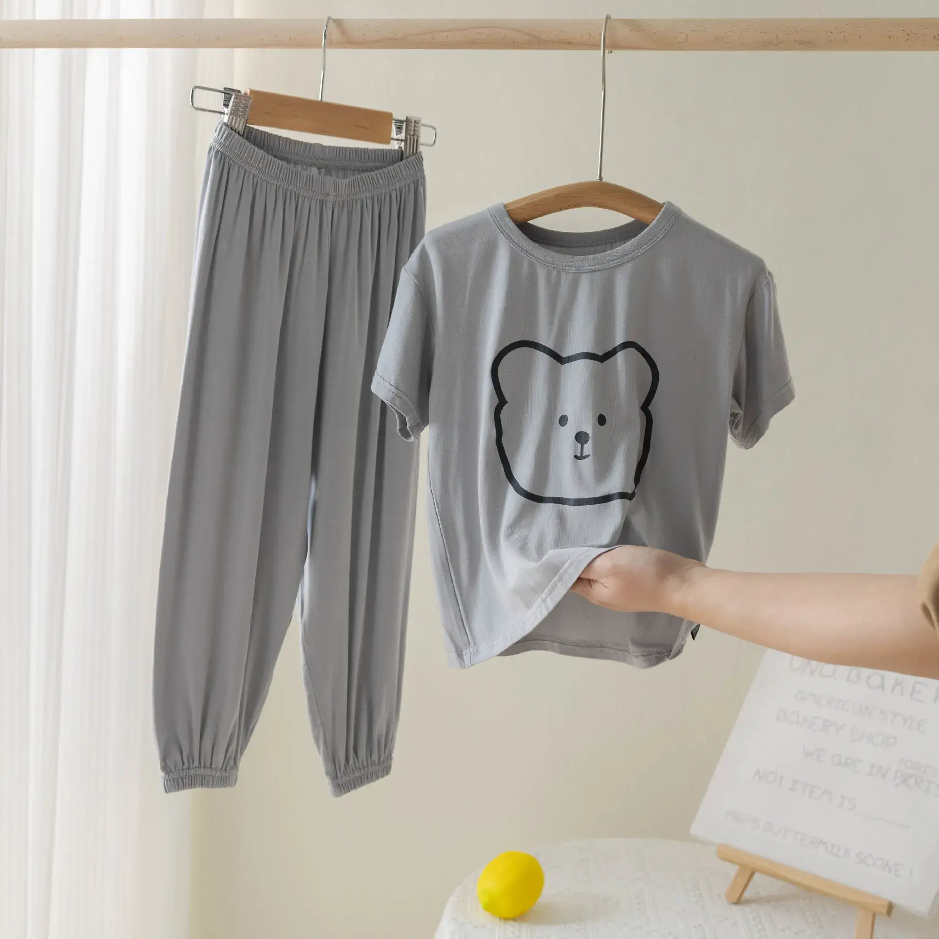 Children's Modal Pajamas Summer Trousers Ice Silk Home Suit - Image 3
