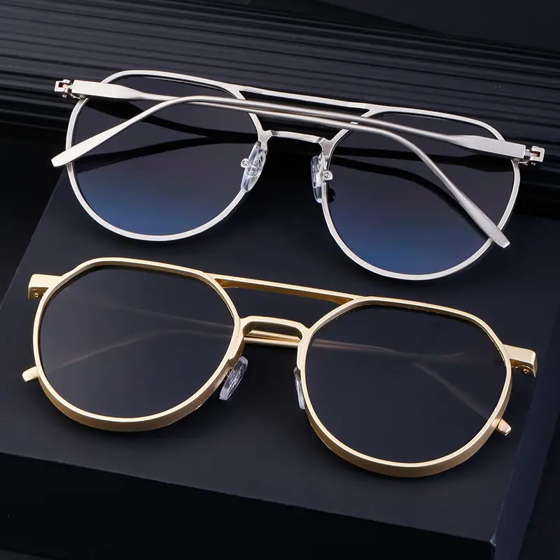 Men's Metal Aviator Sunglasses Silver Oval Frame - Image 12