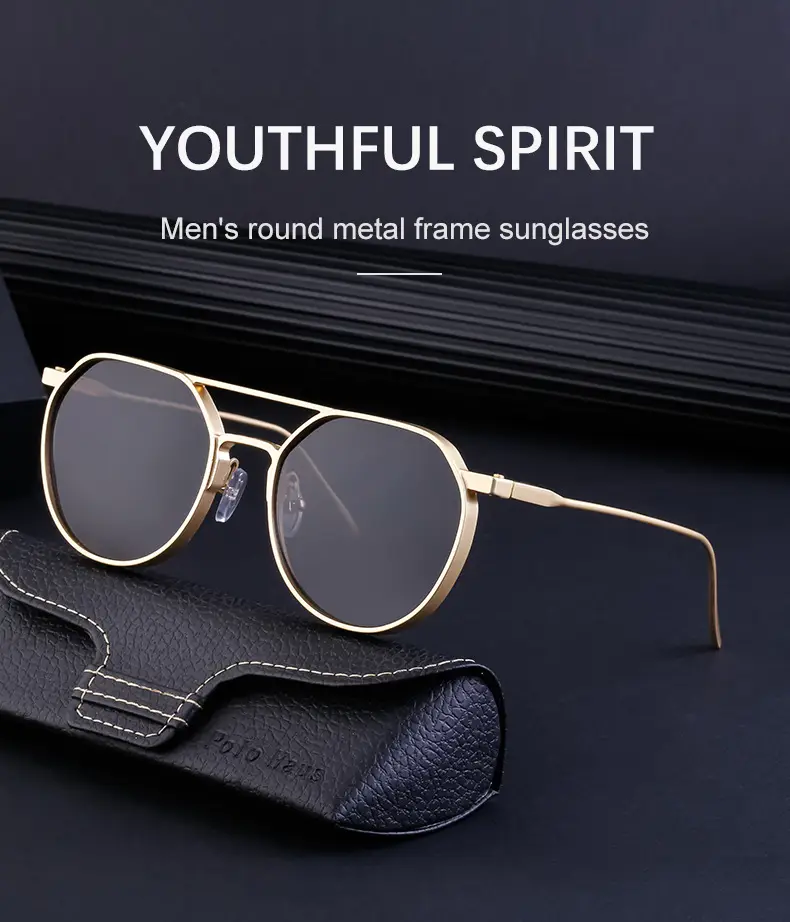 Men's Metal Aviator Sunglasses Silver Oval Frame — feature 22