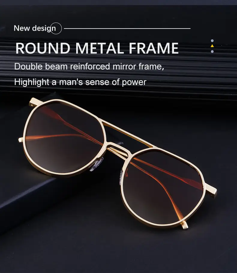 Men's Metal Aviator Sunglasses Silver Oval Frame — feature 23