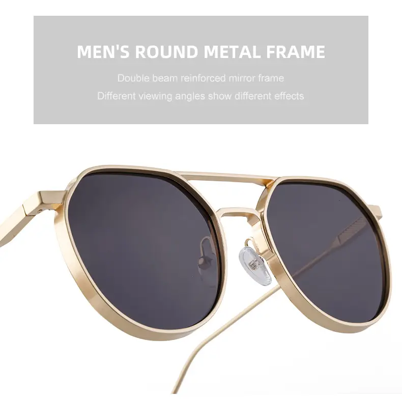 Men's Metal Aviator Sunglasses Silver Oval Frame — feature 28