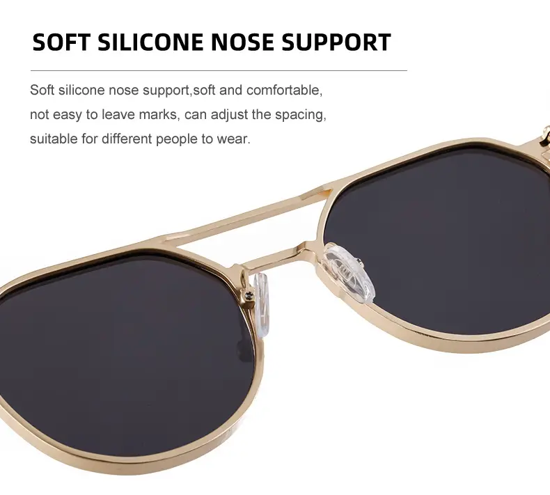 Men's Metal Aviator Sunglasses Silver Oval Frame — feature 31