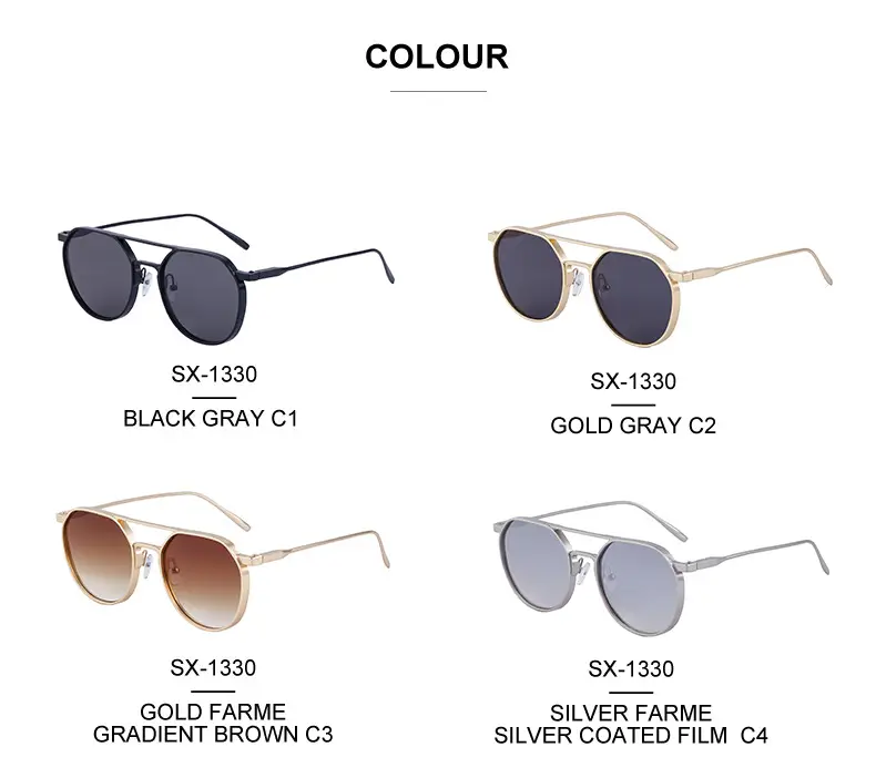 Men's Metal Aviator Sunglasses Silver Oval Frame — feature 32