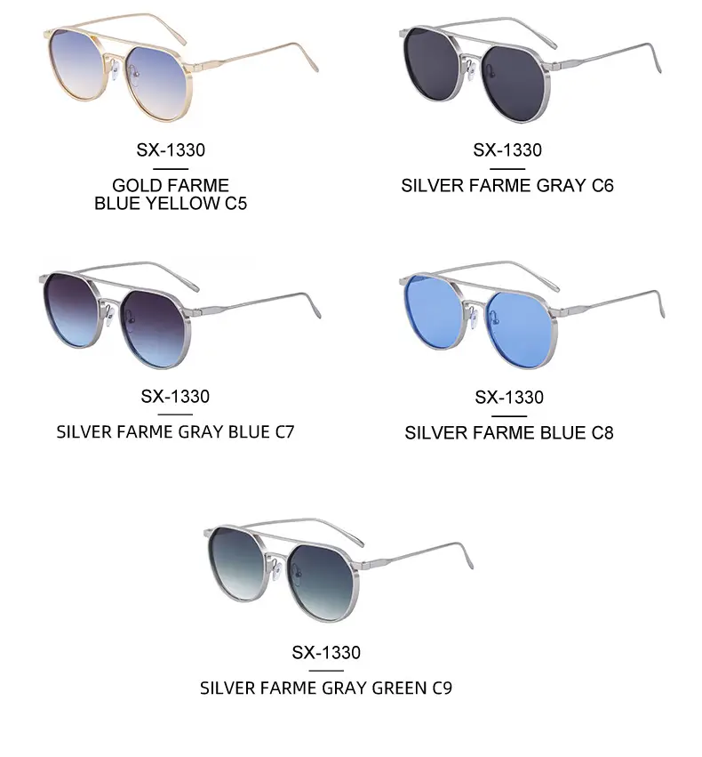 Men's Metal Aviator Sunglasses Silver Oval Frame — feature 33