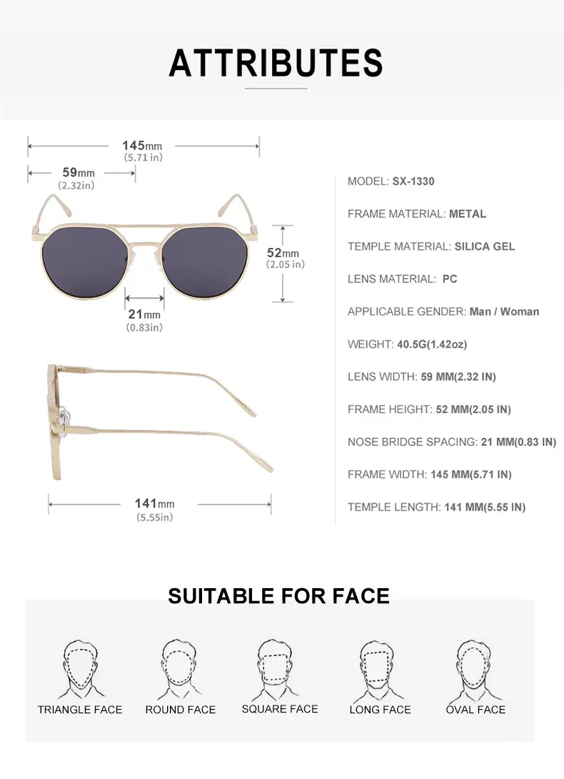 Men's Metal Aviator Sunglasses Silver Oval Frame — feature 34