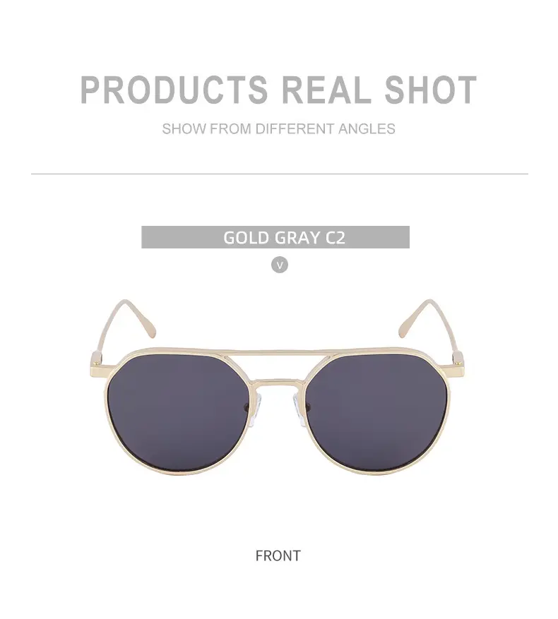 Men's Metal Aviator Sunglasses Silver Oval Frame — feature 35