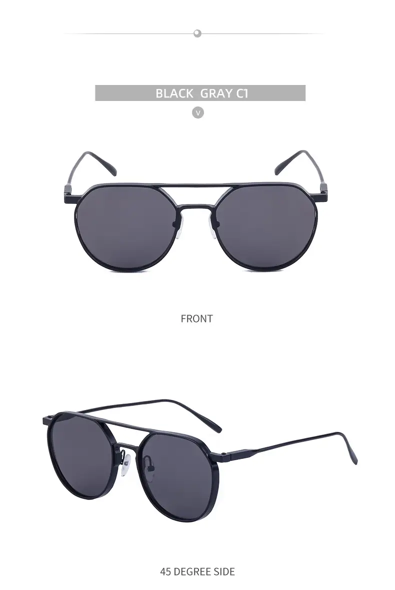Men's Metal Aviator Sunglasses Silver Oval Frame — feature 37