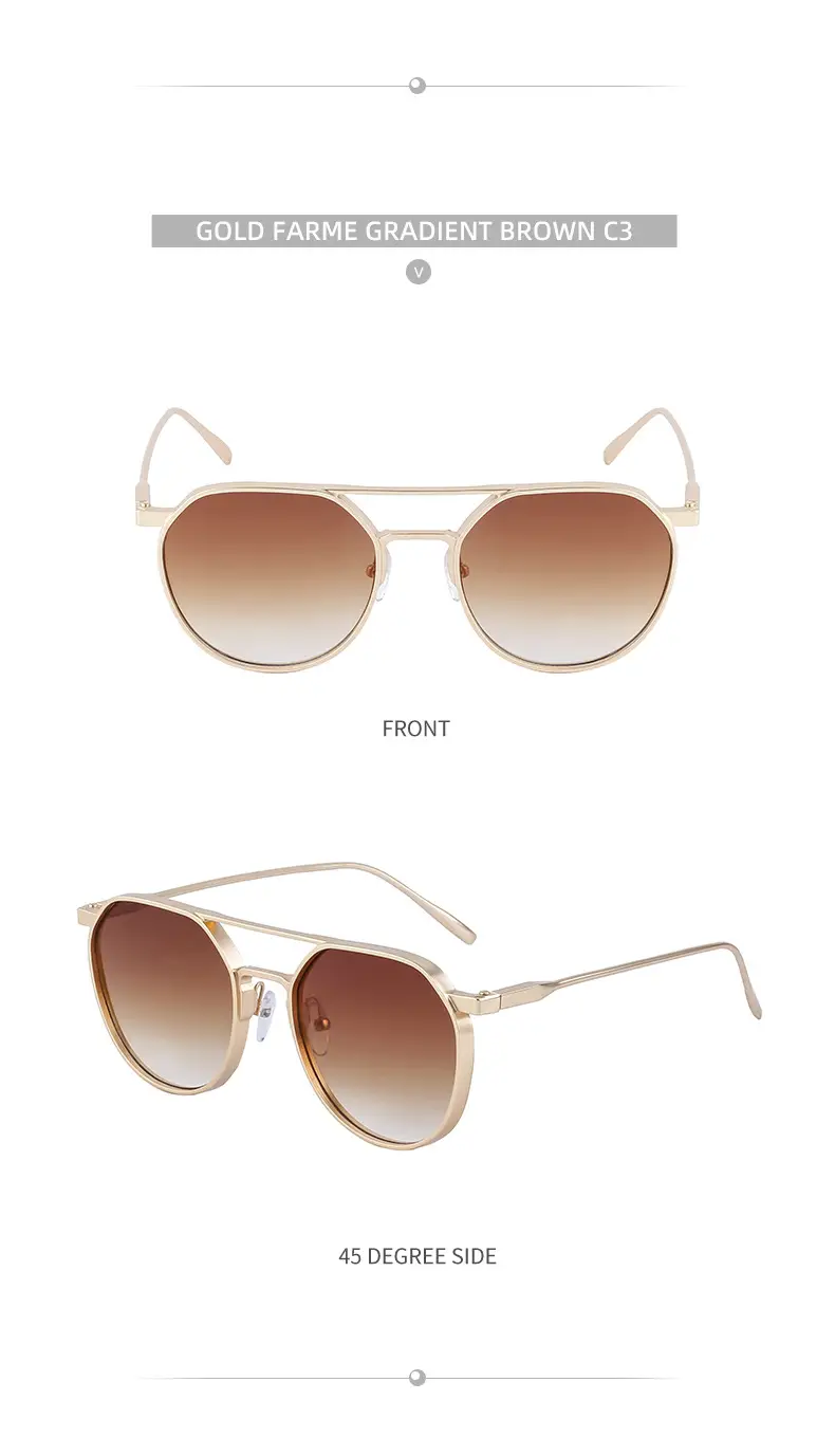 Men's Metal Aviator Sunglasses Silver Oval Frame — feature 38