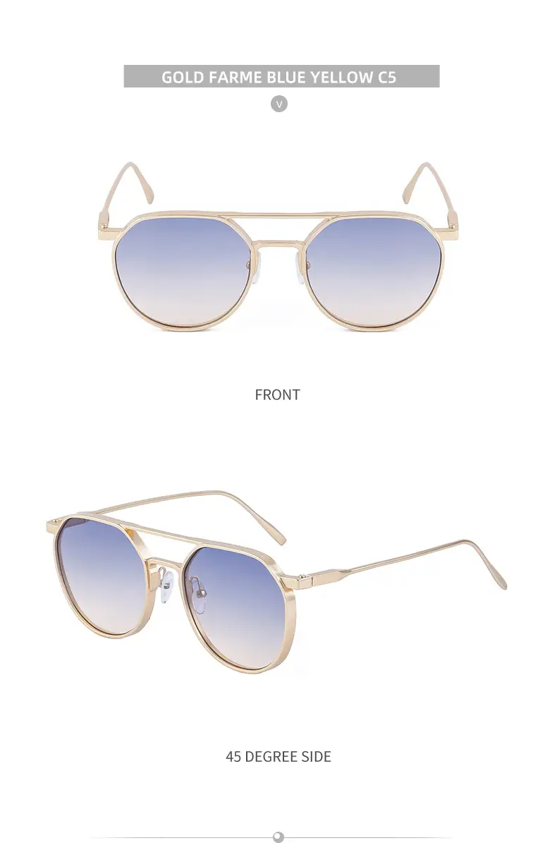 Men's Metal Aviator Sunglasses Silver Oval Frame — feature 40