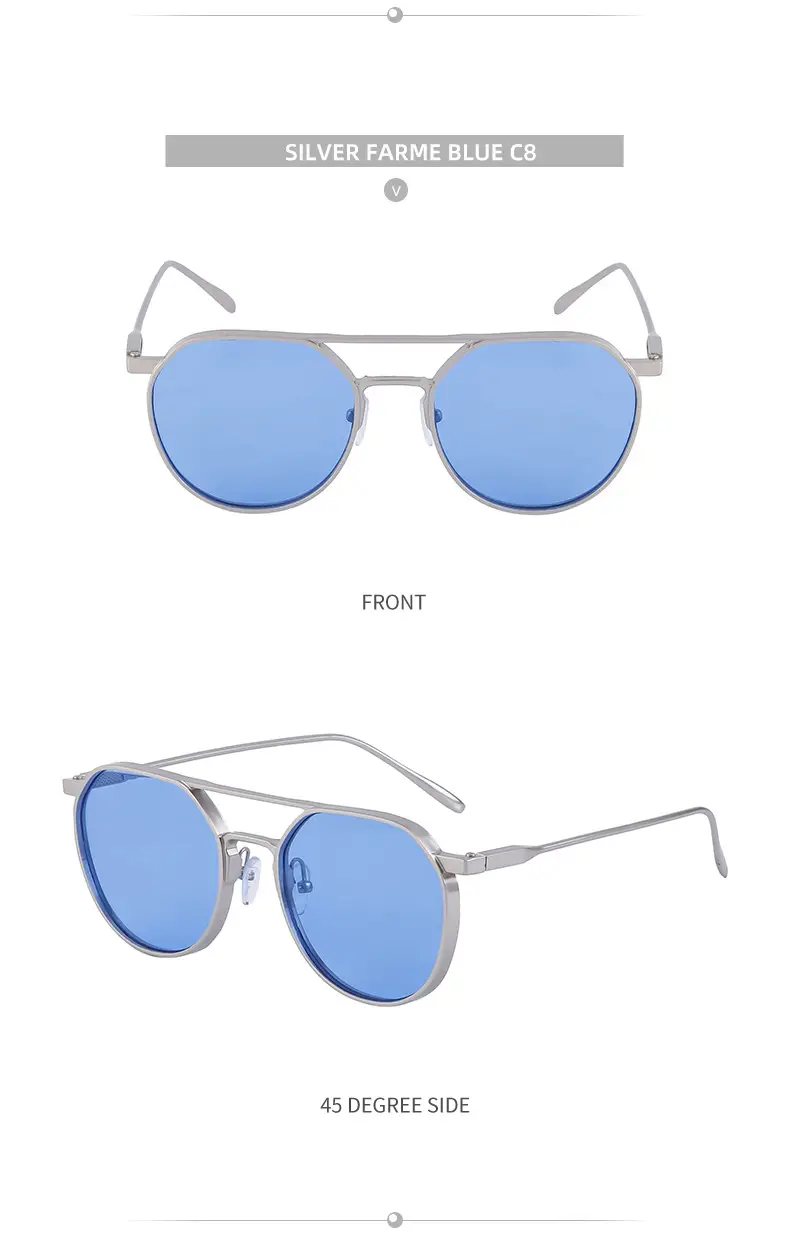 Men's Metal Aviator Sunglasses Silver Oval Frame — feature 43