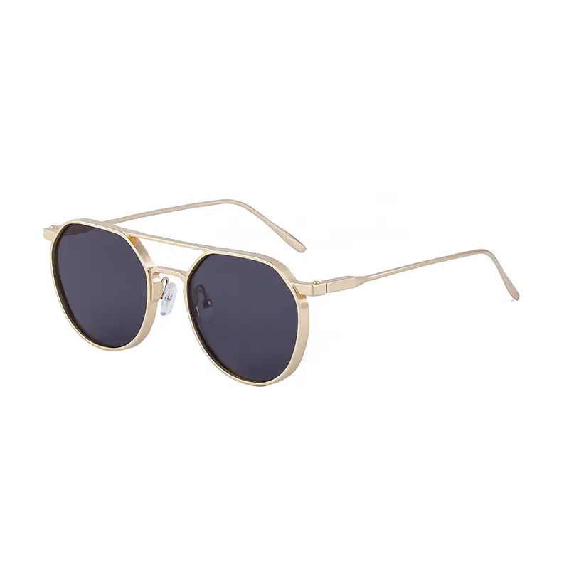 Men's Metal Aviator Sunglasses Silver Oval Frame - Image 2