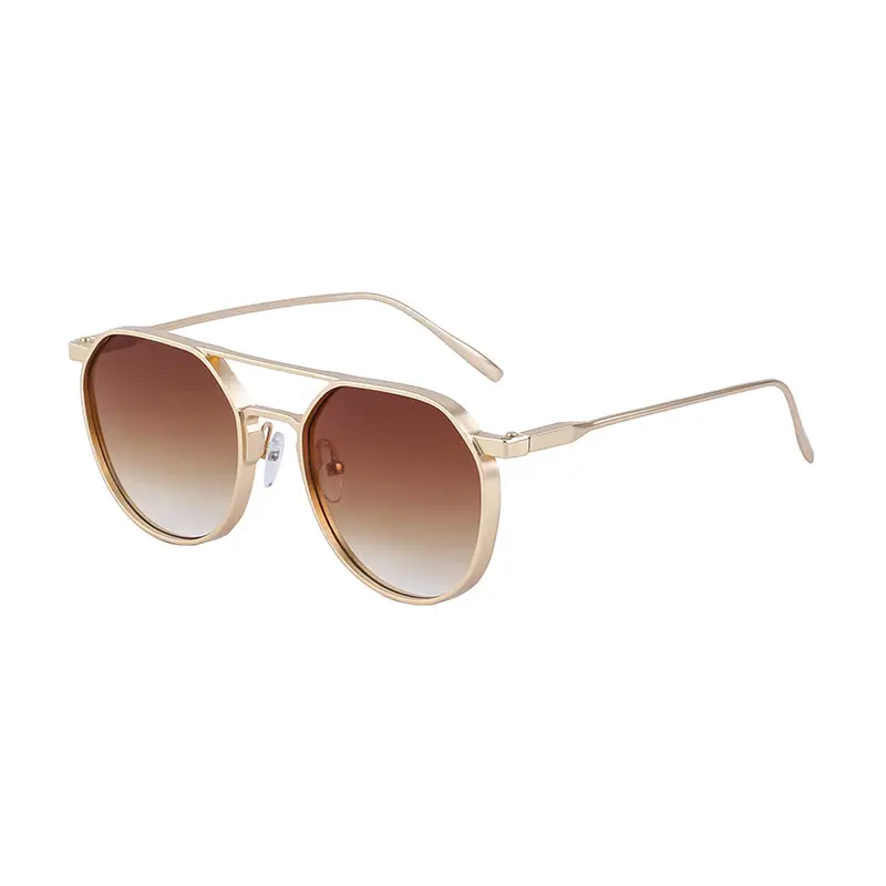 Men's Metal Aviator Sunglasses Silver Oval Frame - Image 3