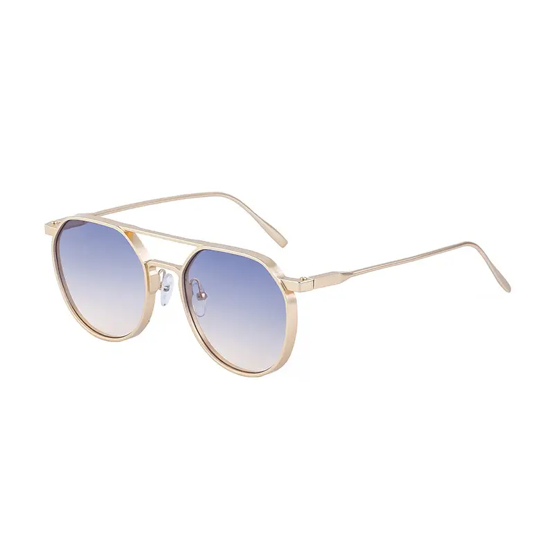 Men's Metal Aviator Sunglasses Silver Oval Frame - Image 5