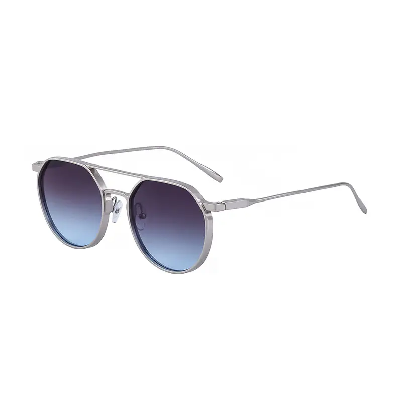 Men's Metal Aviator Sunglasses Silver Oval Frame - Image 7