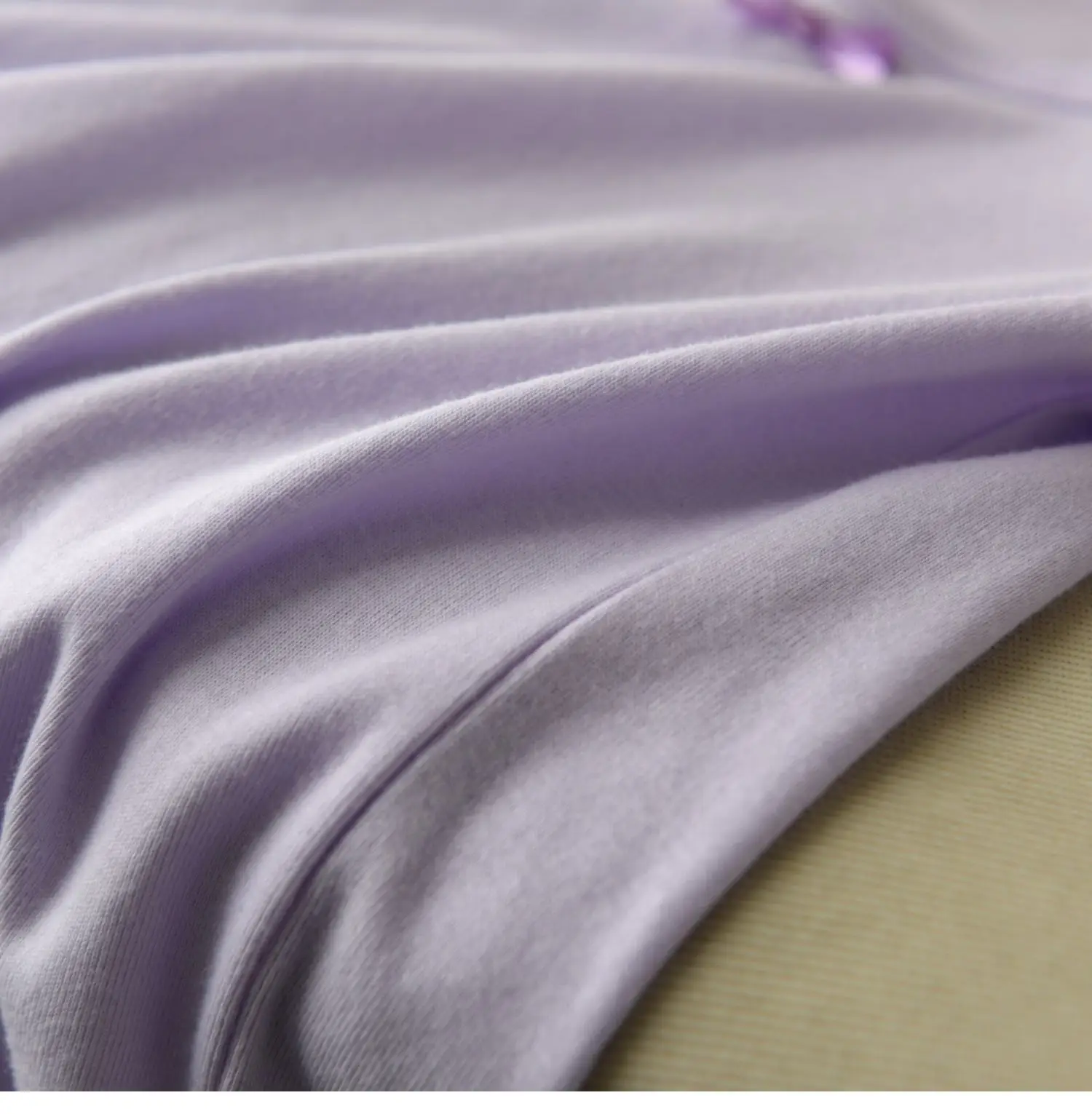 Lilac Cotton Round Neck Bow Short Sleeve Girl's T-Shirt — feature 42