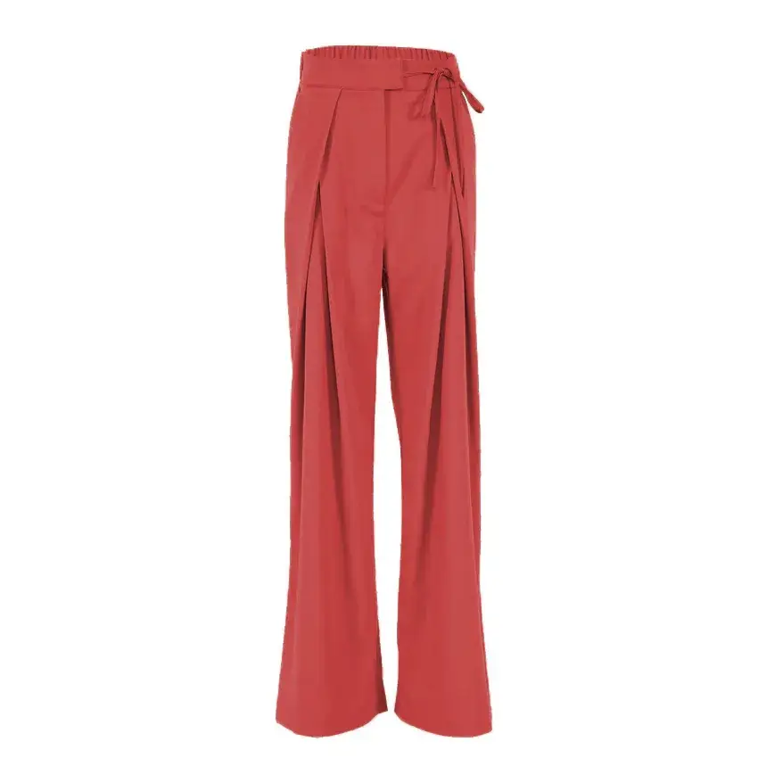 Women Loose Red Wide Leg Pants High Waist Casual Summer - Image 4