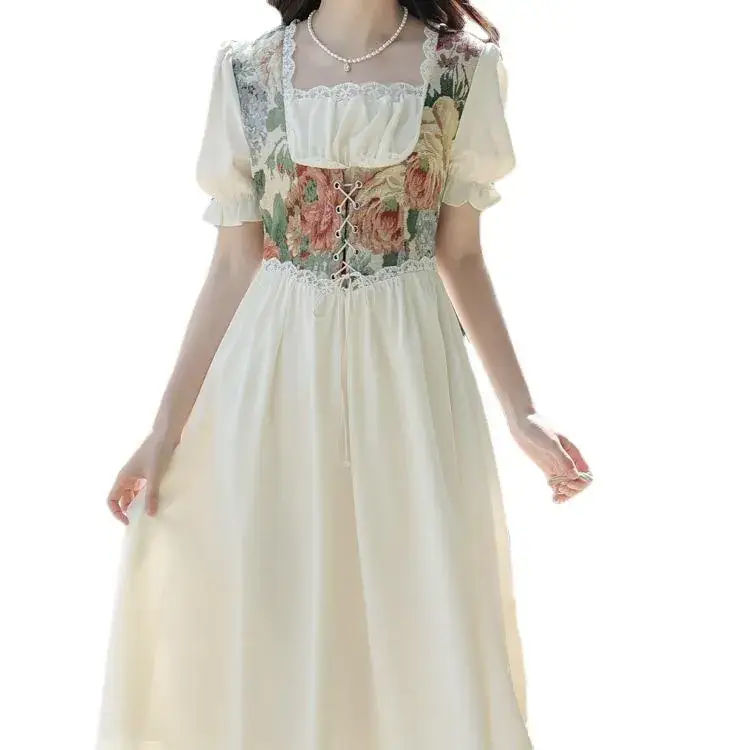 French Court Princess Floral Two-Piece Dress Women Summer - Image 6
