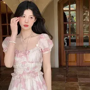 French Court Princess Floral Two-Piece Dress Women Summer — feature 4