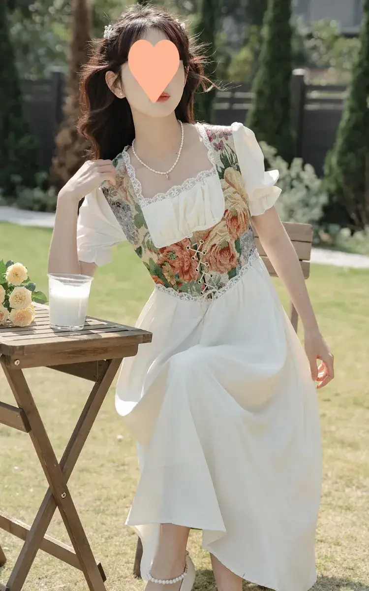 French Court Princess Floral Two-Piece Dress Women Summer — feature 47