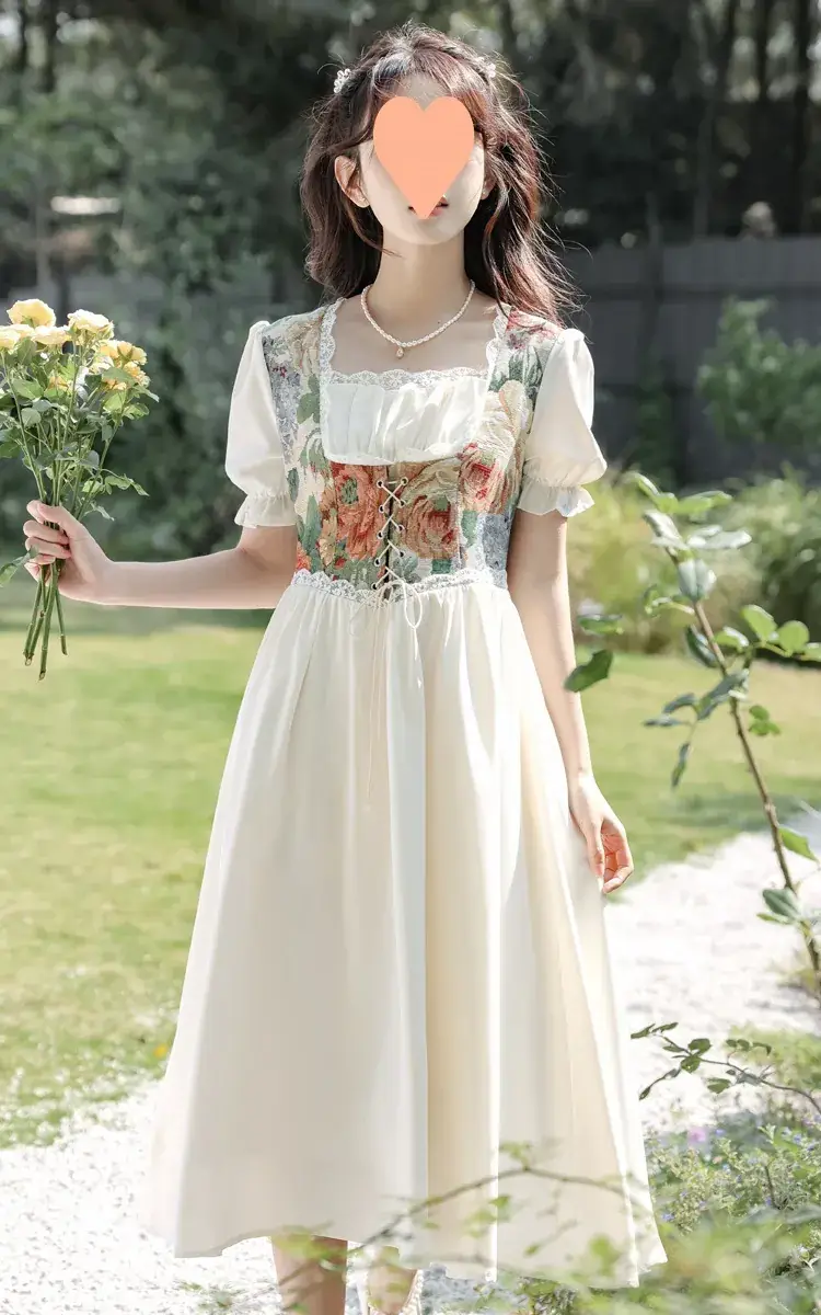 French Court Princess Floral Two-Piece Dress Women Summer — feature 48