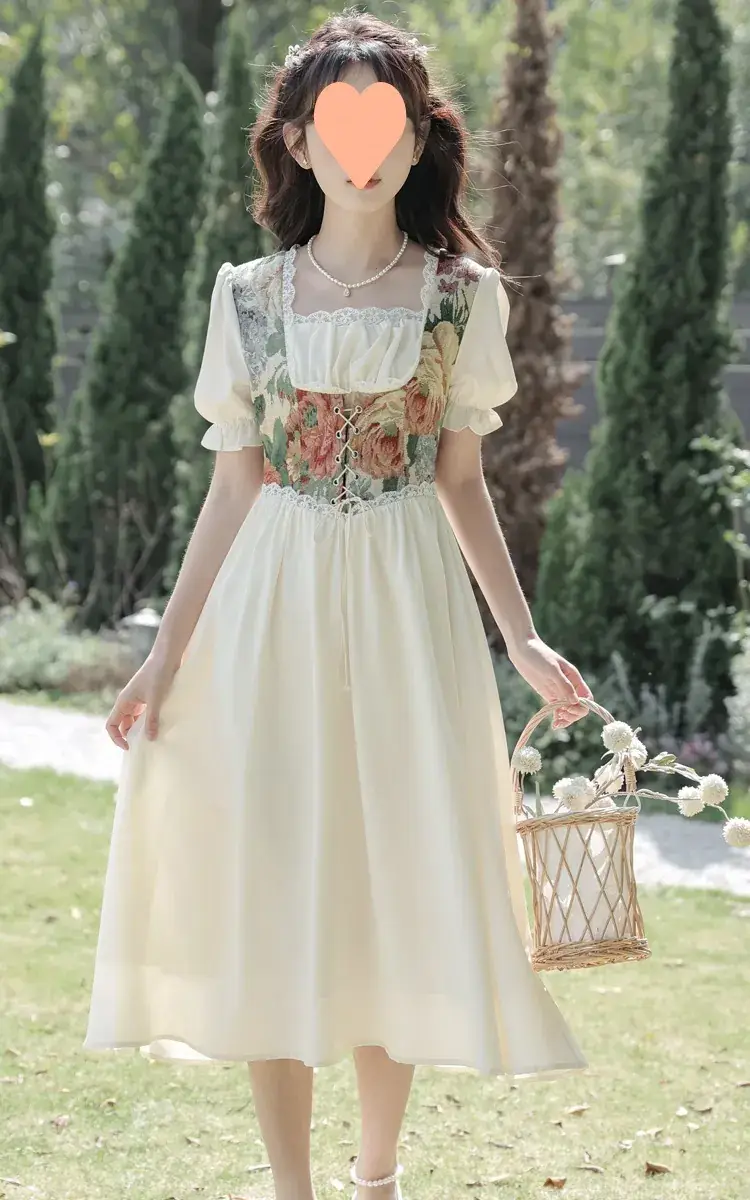 French Court Princess Floral Two-Piece Dress Women Summer — feature 49