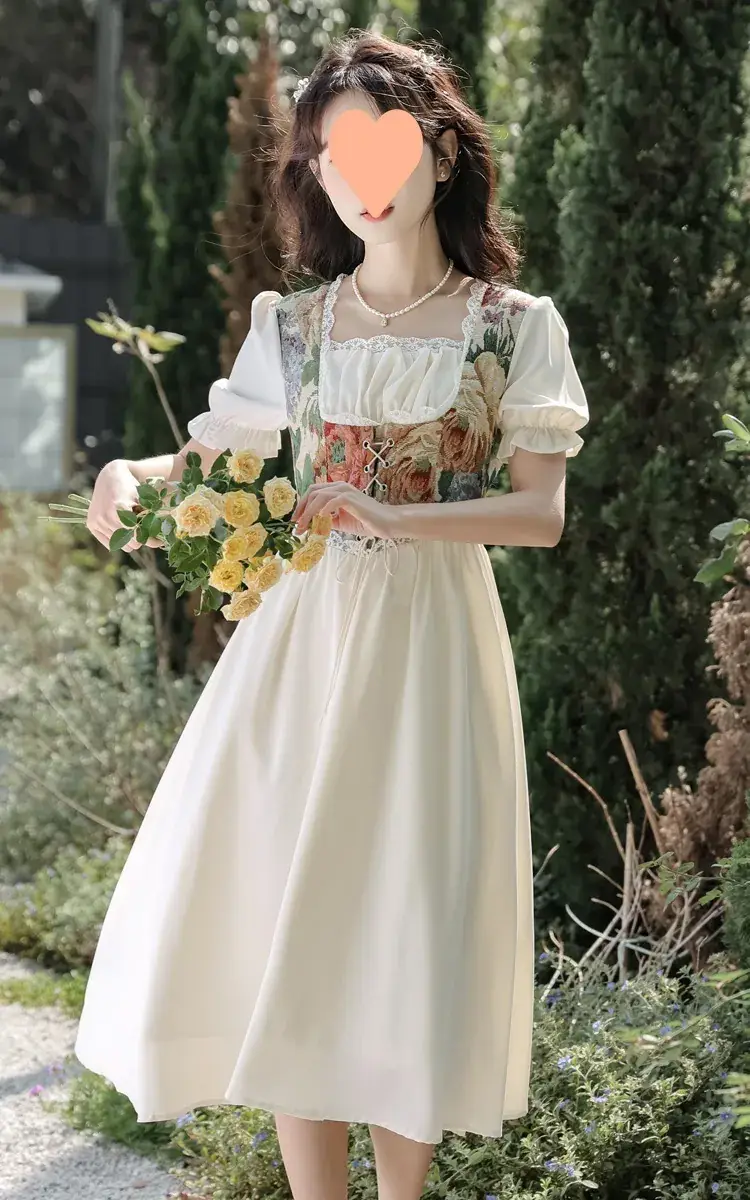 French Court Princess Floral Two-Piece Dress Women Summer — feature 51