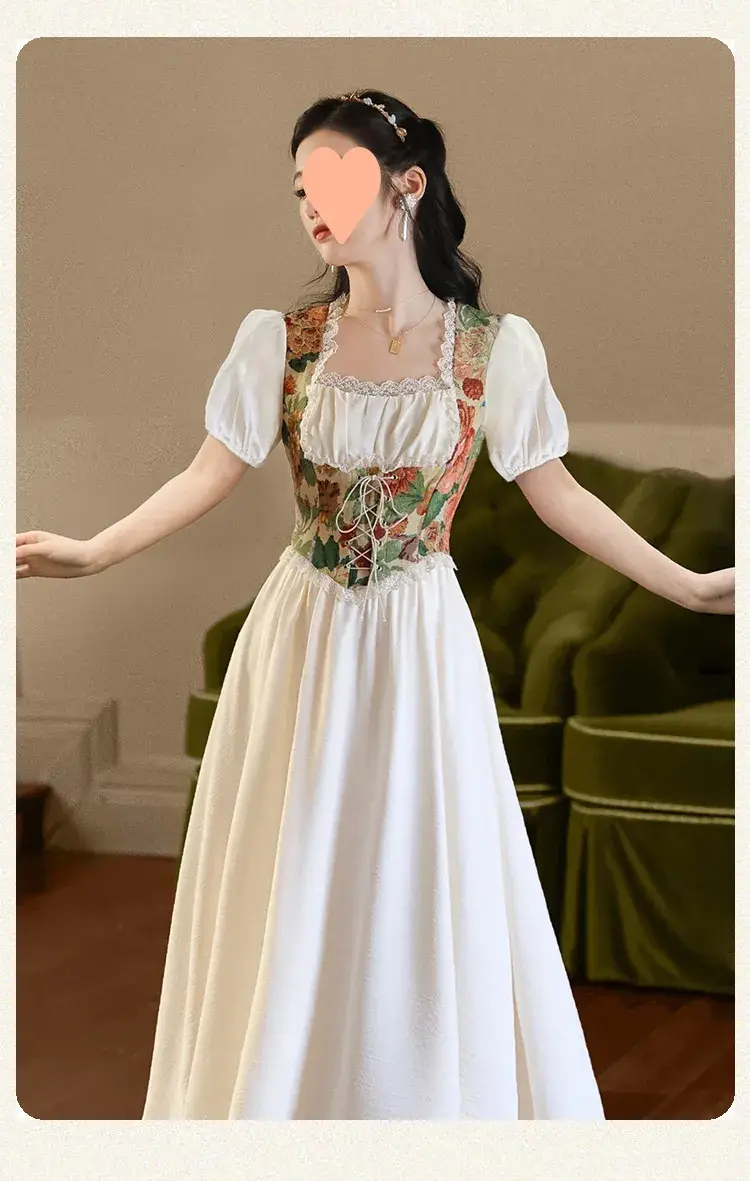 French Court Princess Floral Two-Piece Dress Women Summer — feature 55