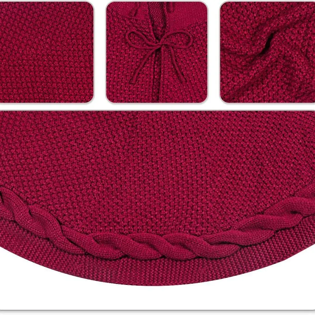 Christmas Knitted Tree Dress Red Apron with Ornaments - Image 10