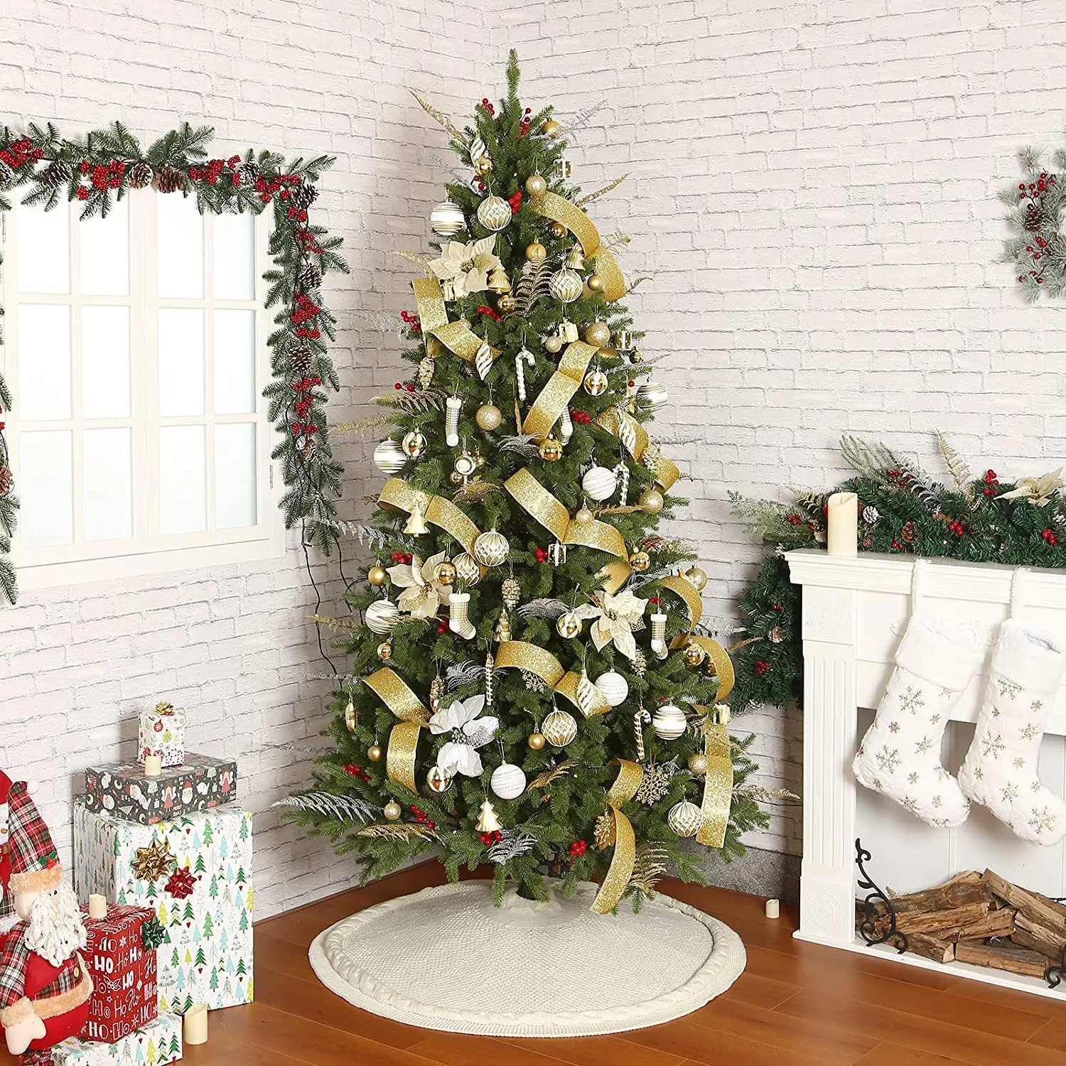 Christmas Knitted Tree Dress Red Apron with Ornaments — feature 12