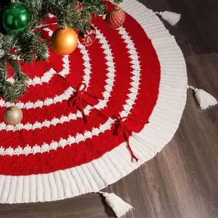 Christmas Knitted Tree Dress Red Apron with Ornaments — feature 35