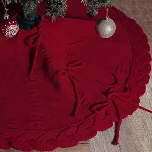 Christmas Knitted Tree Dress Red Apron with Ornaments — feature 49