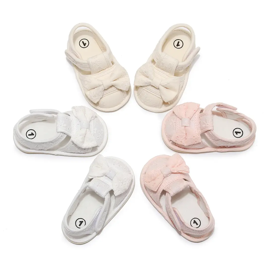 Factory Direct Sales New Sandals Embroidered Bow Baby Toddler Shoes Anti-Kick Anti-Slip Baby Shoes — feature 1