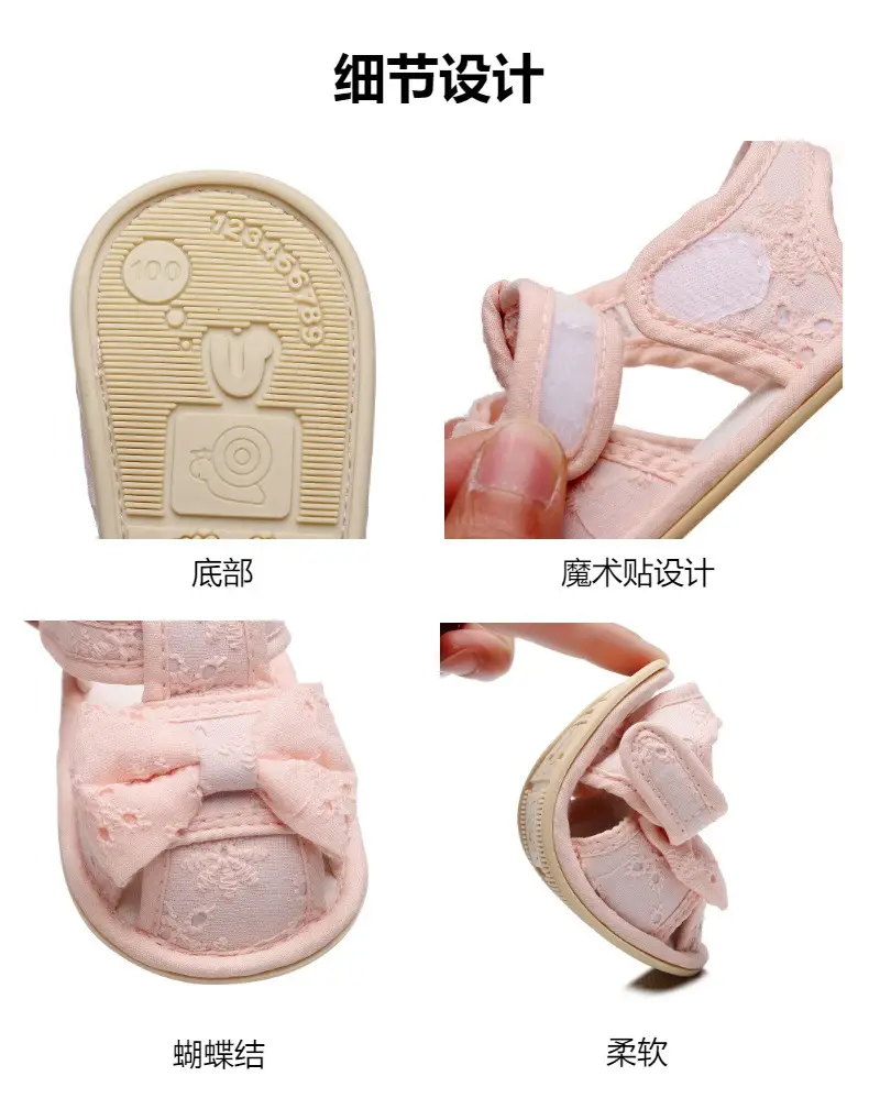 Factory Direct Sales New Sandals Embroidered Bow Baby Toddler Shoes Anti-Kick Anti-Slip Baby Shoes — feature 3