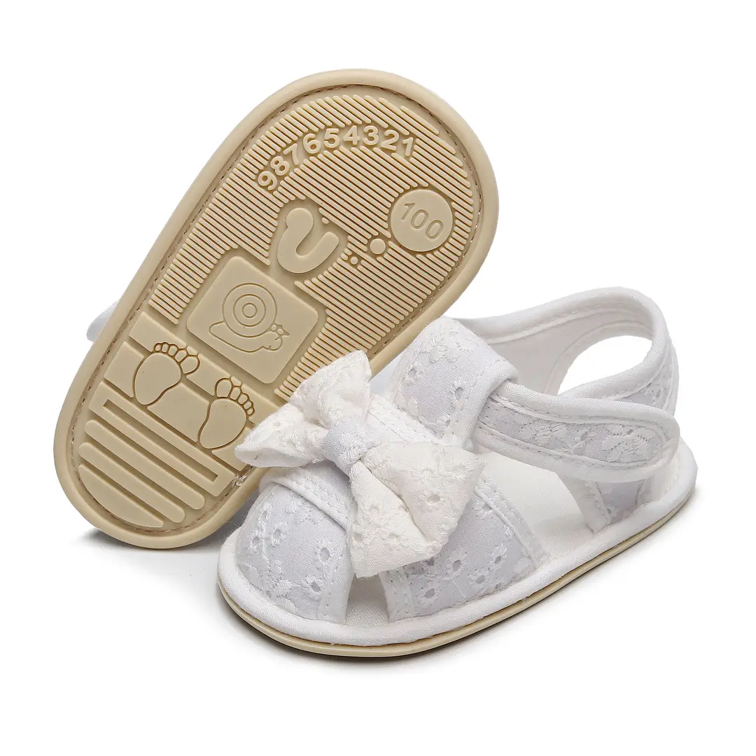 Factory Direct Sales New Sandals Embroidered Bow Baby Toddler Shoes Anti-Kick Anti-Slip Baby Shoes