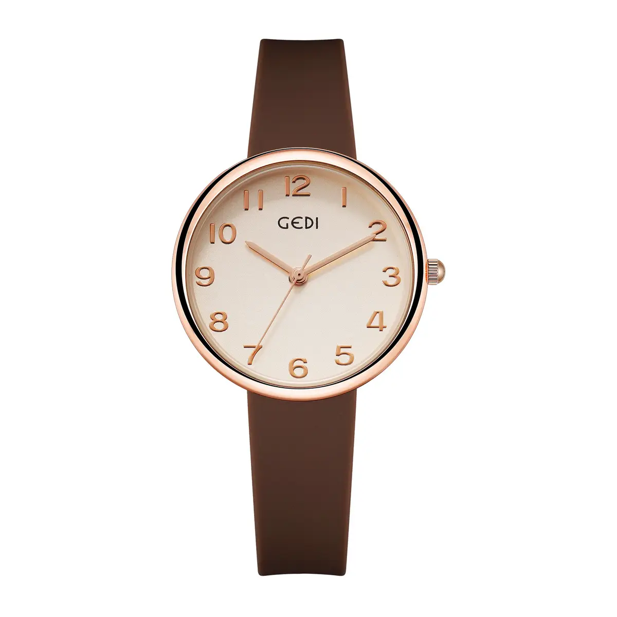 Women's Rose Gold Silicone Watch White Dial - Image 10
