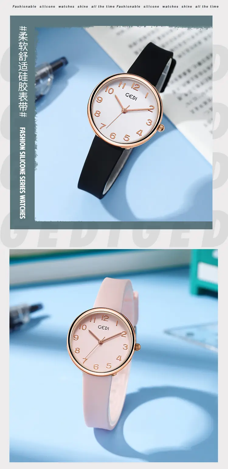 Women's Rose Gold Silicone Watch White Dial — feature 11